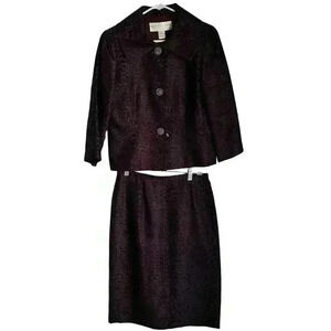 Doncaster Silk Dress Suit Size 8 Purple and Black Leopard Print